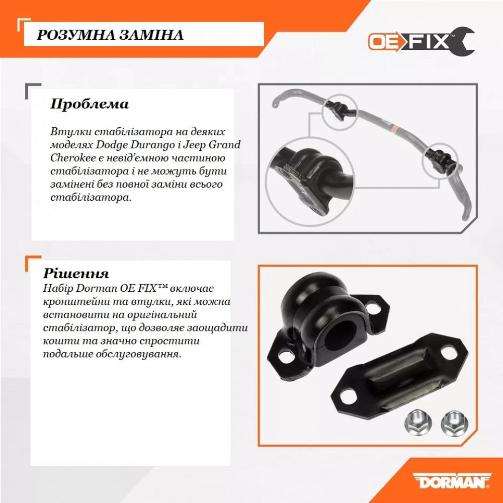 Комплект креплений стабилизатора поперечной устойчивости Dorman 22-29733 для Jeep Grand Cherokee/Dodge Durango 2011–23