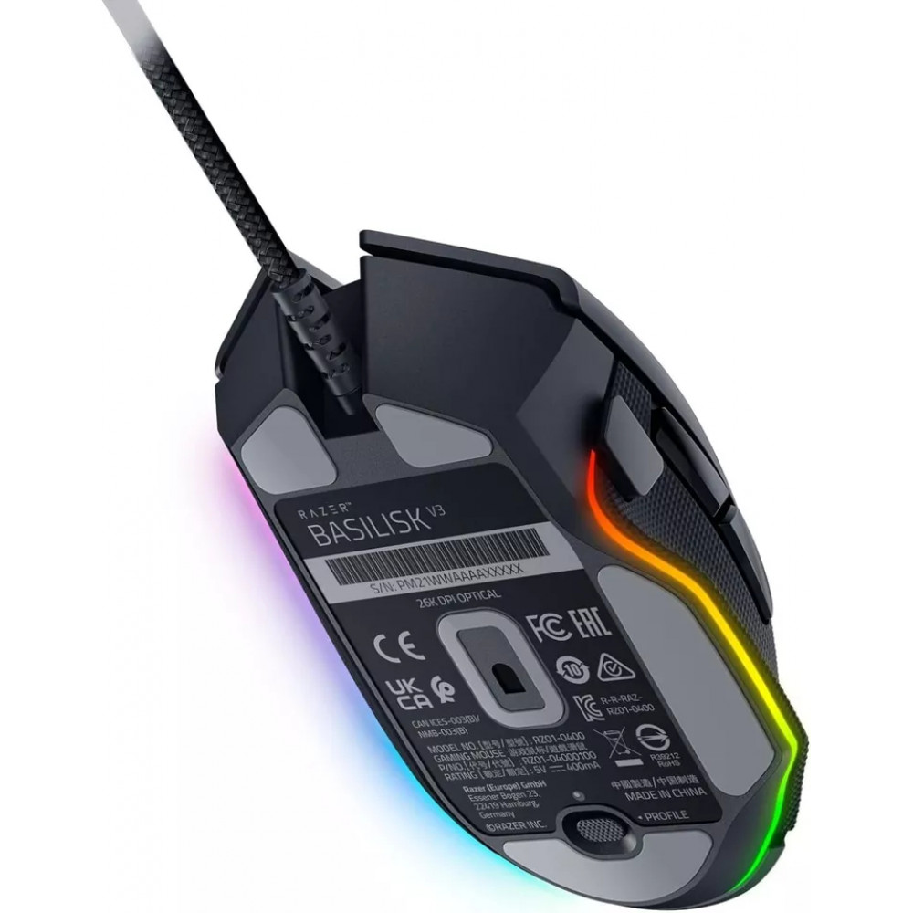 Razer Basilisk V3 wired gamer mouse with adjustable backlighting