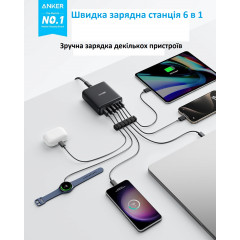 Універсальна зарядна станція Anker 112 Вт на 6 портів з підтримкою швидкої зарядки