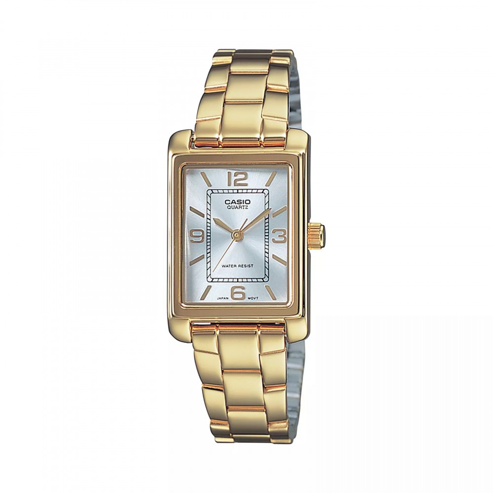 Женские наручные часы Casio LTP-1234PG-7AEG с золотым браслетом