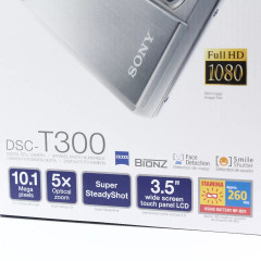 Ретро фотоапарат Sony Cyber-Shot T300 цифровий у сріблястому кольорі