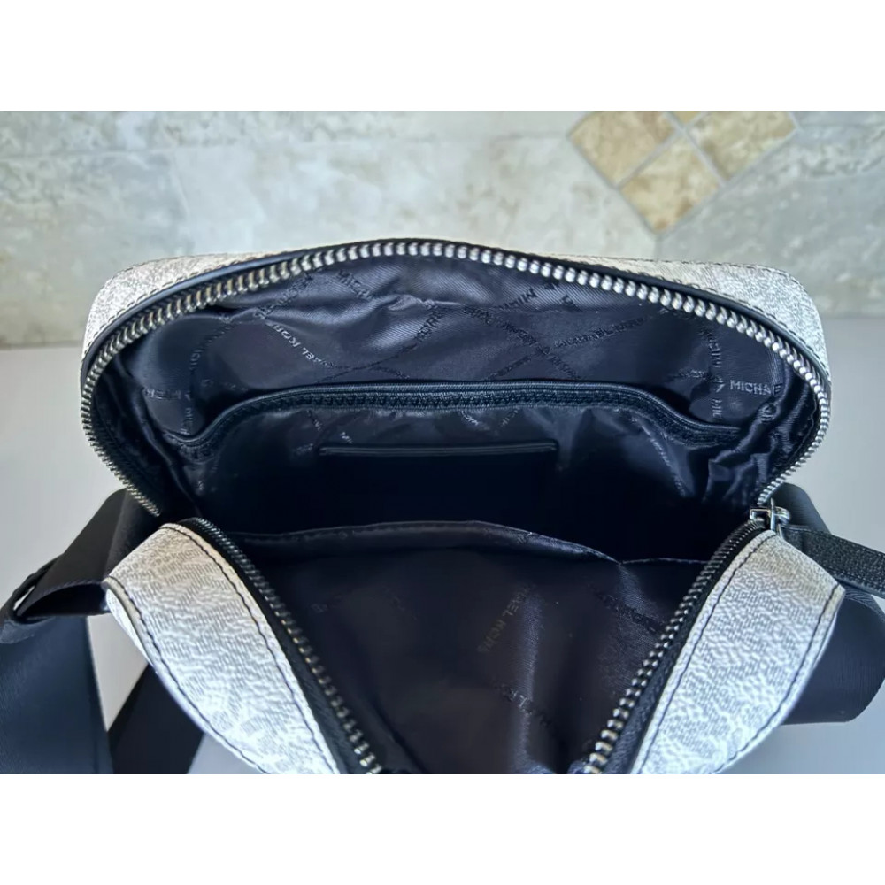 Мужская сумка кроссбоди Michael Kors Cooper бело-чёрная 