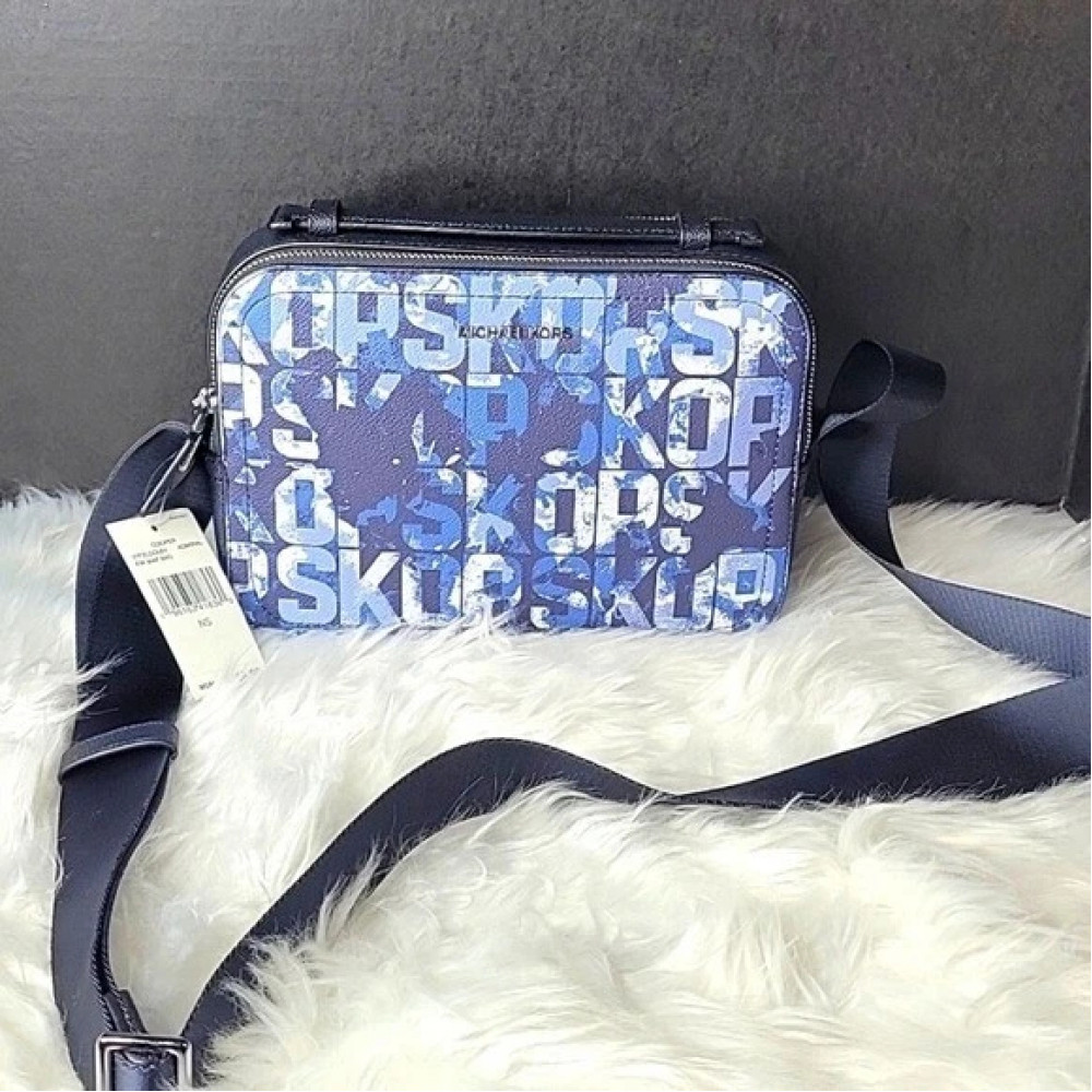 Сумка-мессенджер Michael Kors Cooper EW Map сине-голубая