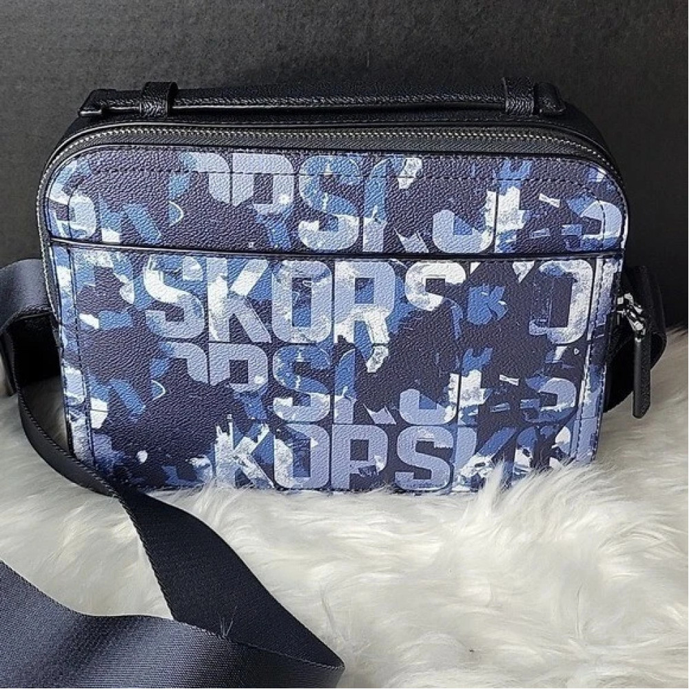 Сумка-мессенджер Michael Kors Cooper EW Map сине-голубая