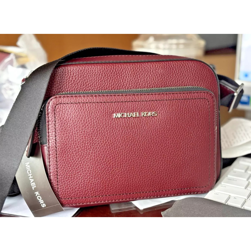 Men's crossbody bag Michael Kors Cooper made of genuine leather in burgundy