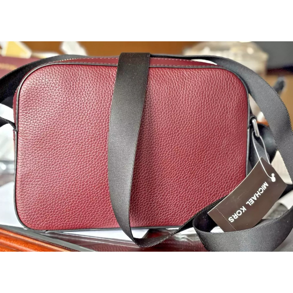 Men's crossbody bag Michael Kors Cooper made of genuine leather in burgundy