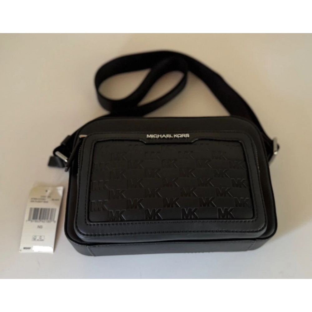 Сумка кроссбоди Michael Kors Cooper East West черная с тиснением