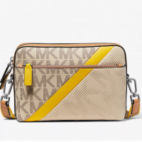 Michael Kors Cooper crossbody bag with embossing and stripes brown