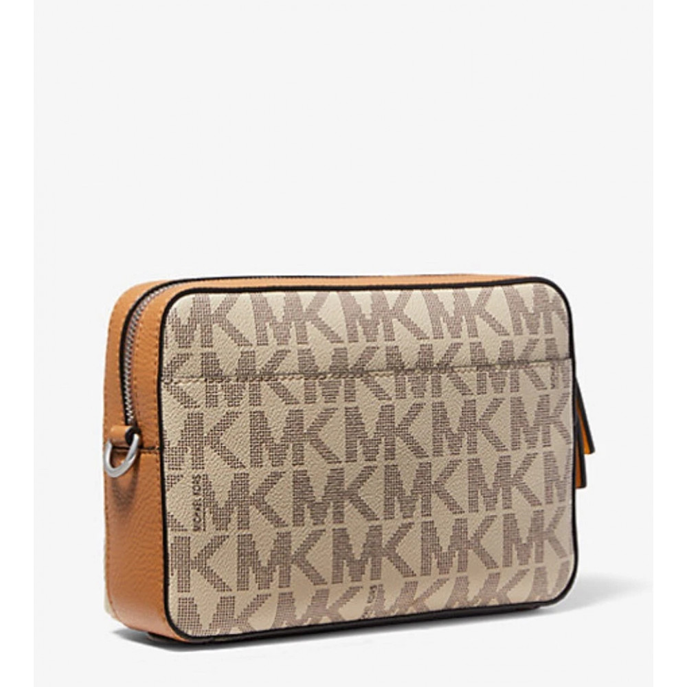 Michael Kors Cooper crossbody bag with embossing and stripes brown