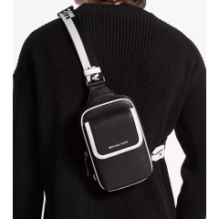 Мужская сумка через плечо Michael Kors Cooper Medium черно-белая