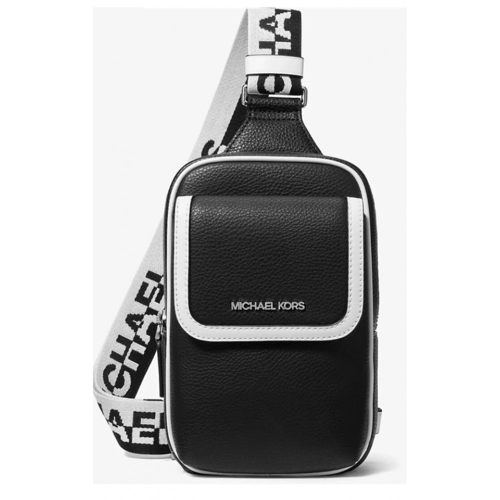 Мужская сумка через плечо Michael Kors Cooper Medium черно-белая
