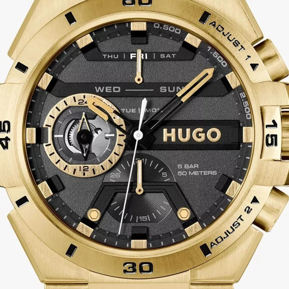 Hugo Boss Wild men's gold wristwatch with black dial