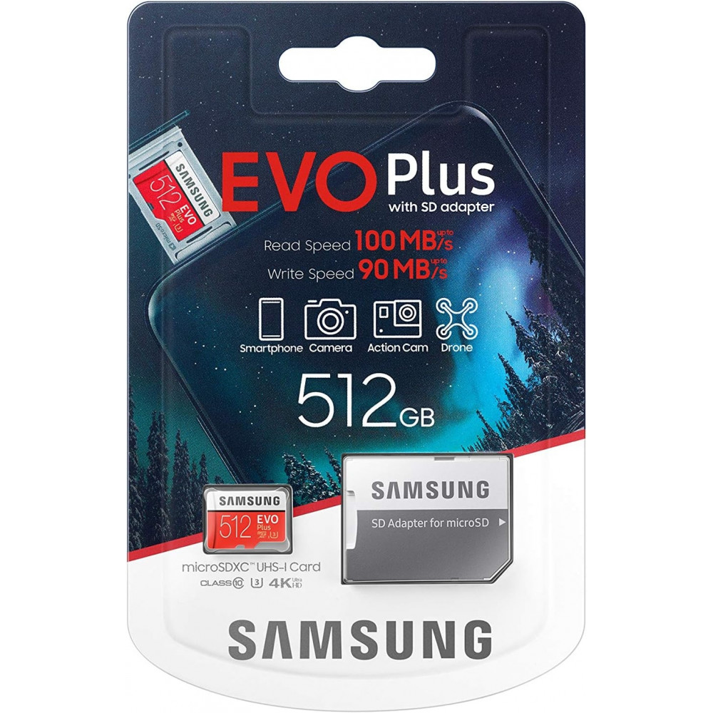 Samsung EVO Plus 512 GB memory card with adapter