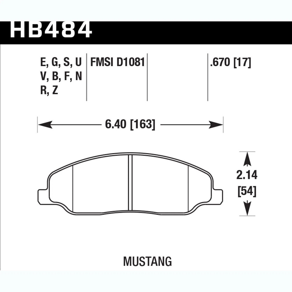 Hawk HB484U.670 Disc Brake Pad Front Brake Pads for Ford Mustang 2005-2014