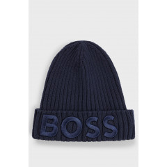Дитяча шапка біні Hugo Boss з бавовни 3D логотип темно-синя без розміру
