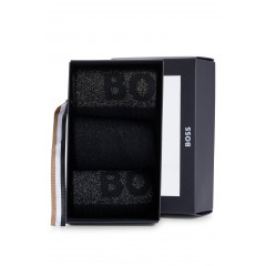 Hugo Boss men's socks with logo, black, set of 3