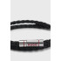 Hugo Boss double braided leather bracelet with logo clasp, black
