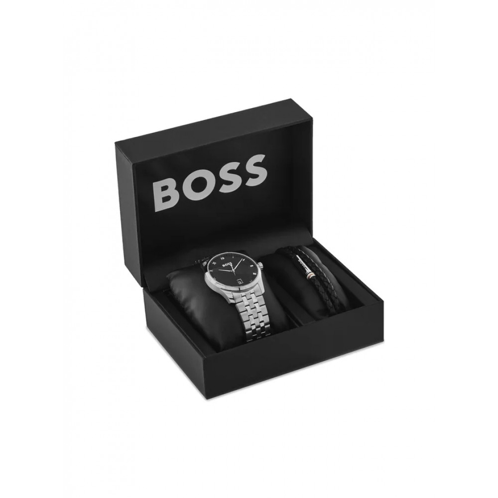 BOSS HB1570177 Gift Set for Men: Watch and Bracelet in Branded Box