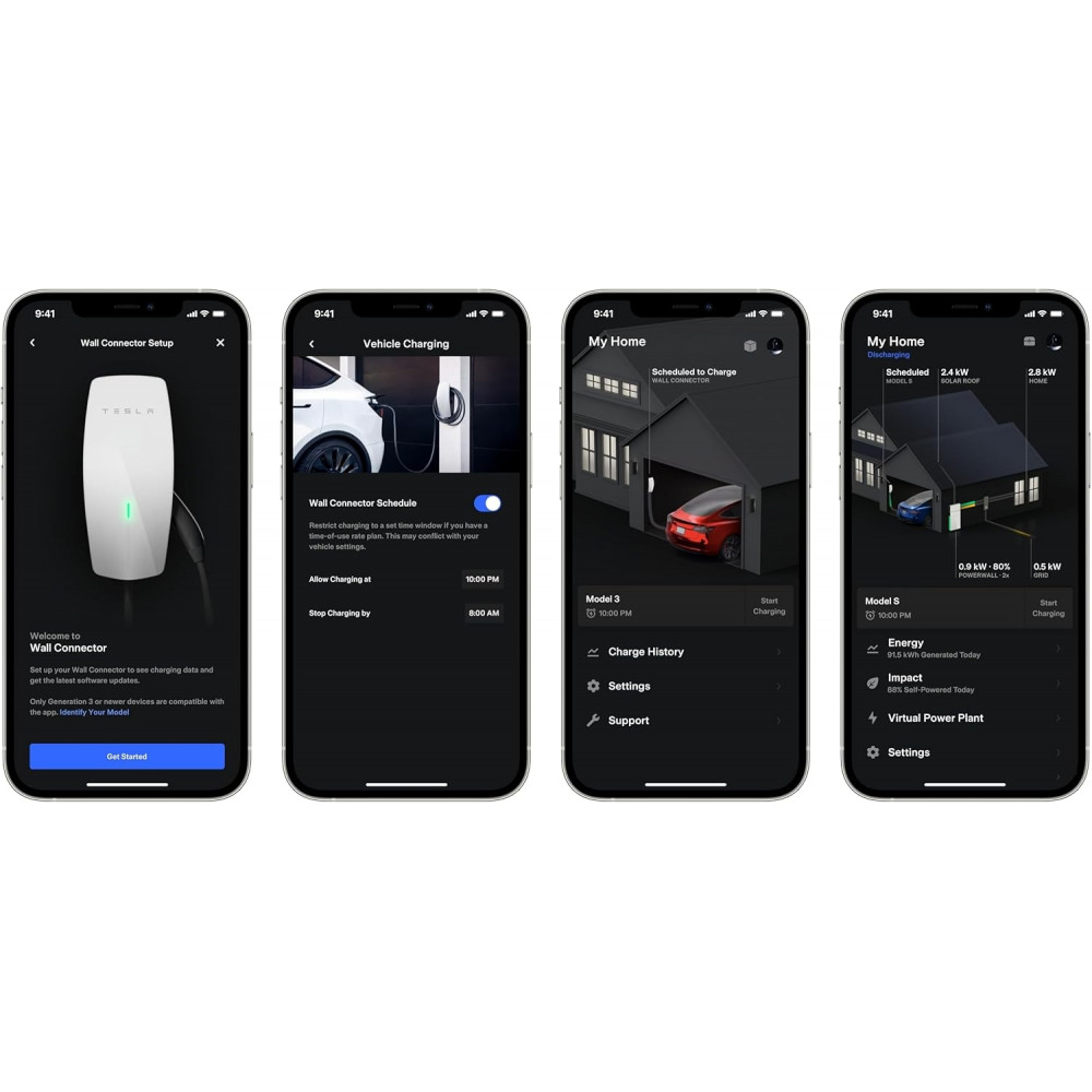 Tesla Wall Connector wall charging station up to 48A with a 7.3-meter cable