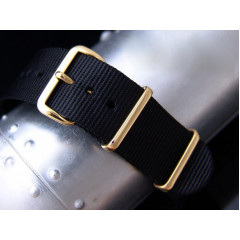 Tactical strap for watches MILTAT G10 NATO Nylon IP Gold Black 18 mm