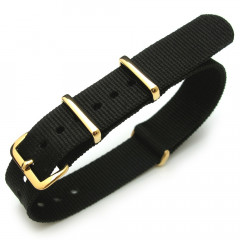 Tactical strap for watches MILTAT G10 NATO Nylon IP Gold Black 18 mm
