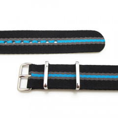 Tactical MILTAT G10 Nato Nylon Watch Strap 20mm (black with gray and blue stripes)