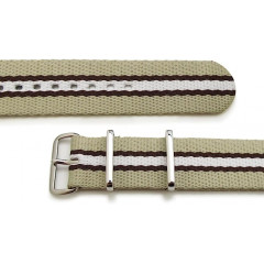 Ремешок для часов тактический MILTAT G10 Nato Nylon 22 мм (бежевый с коричневыми и белой полосками)