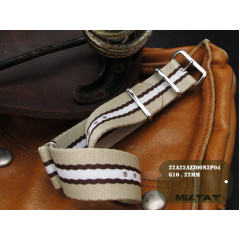 Ремешок для часов тактический MILTAT G10 Nato Nylon 22 мм (бежевый с коричневыми и белой полосками)