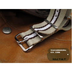 Ремешок для часов тактический MILTAT G10 Nato Nylon 22 мм (бежевый с коричневыми и белой полосками)