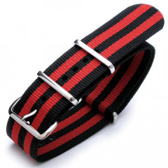 Tactical watch strap MILTAT G10 Nato James Bond Black & Red 20 mm.
