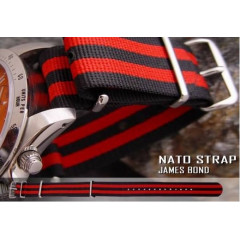 Tactical watch strap MILTAT G10 Nato James Bond Black & Red 20 mm.