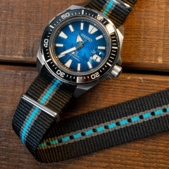 Tactical MILTAT G10 Nato Nylon Watch Strap 20mm (black with gray and blue stripes)
