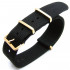 The strap for the watch is MILTAT G10 Nato Nylon IP Gold Black 22mm.