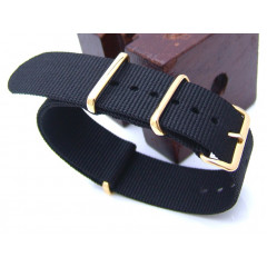 Tactical watch strap MILTAT G10 Nato Nylon IP Gold Black 22 mm
