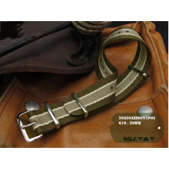 Tactical watch strap MILTAT G10 Nato Nylon Khaki 20 mm.