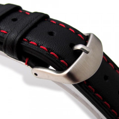Шкіряний ремінець для годинника Taikonaut Sport Racer Punch Holes Black 20 мм