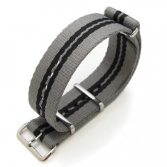 Tactical watch strap MILTAT G10 Nato Nylon 22 mm (gray with black stripes)