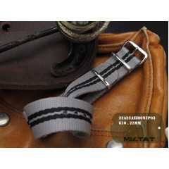 Tactical watch strap MILTAT G10 Nato Nylon 22 mm (gray with black stripes)