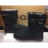 UGG Australia Josette Black boots with a decorative leather bow on the side (size 38).