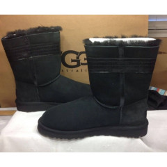 Уги UGG Australia Josette Black з декоративним шкіряним бантом збоку (розмір 38)