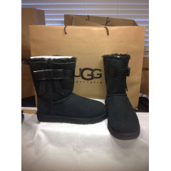 Уги UGG Australia Josette Black з декоративним шкіряним бантом збоку (розмір 38)