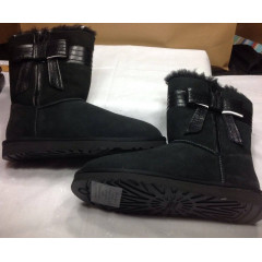 Уги UGG Australia Josette Black з декоративним шкіряним бантом збоку (розмір 38)